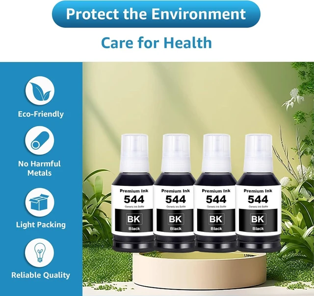 Alt view image 7 of 7 - 544 Ink Refill Bottles Compatible with T544120 Black Ink Cartridge Replacement for L1210 L1250 L3110 L3150 L3160 L3210 L3250 L3251 L3260 L5290 L5590 (4 Black)