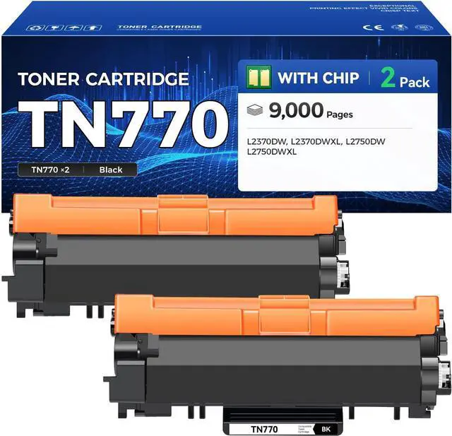 Main image of TN770 Toner Cartridge Black 2-Pack High Yield with chip Replacement for Brother TN-770 TN770 Toner Compatible with Brother HL-L2370DW HL-L2370DWXL MFC-L2750DW MFC-L2750DWXL Printer Ink All-in-One Copy