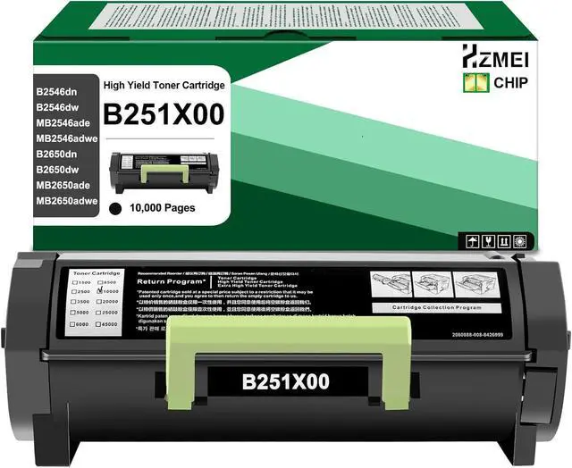 Main image of High Yield B251X00 Toner Cartridge with Chip B251X00 Black Toner Cartridge Compatible with Lexmark B2546 MB2546 B2650 MB2650 Laser Printer,Black 10,000 Pages