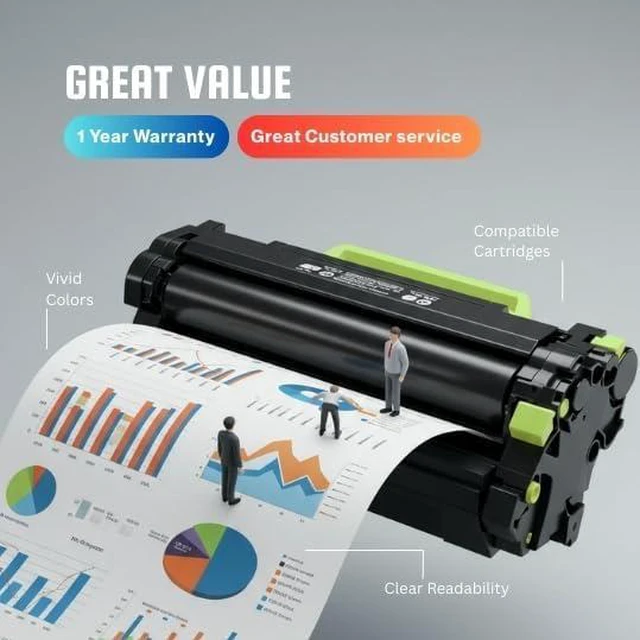 Alt view image 3 of 6 - Compatible MICR Toner Cartridge 55B1H00 for use in Lexmark MS331dn, MS431dn, MS431dw, MX331adn, MX431adn, MX431adw, MX432adwe, for Cheque Printing