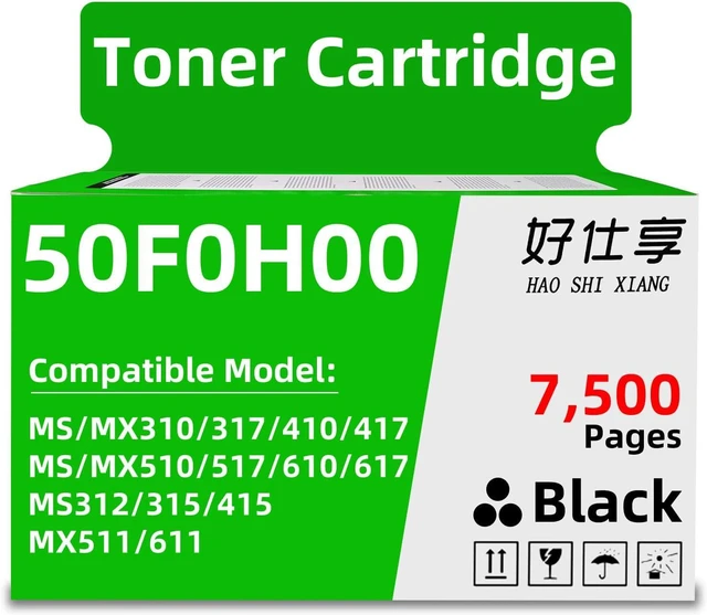 Alt view image 2 of 6 - 50F1H00 501H 60F1H00 601H Black Toner Cartridge Compatible with Lexmark MS310 MS312 MS315 MS410 MS415 MS510 MS610 MX310 MX410 MX510 MX511 MX610 MX611 MS610de MX610de Printer (50F0H00-7500Pages)