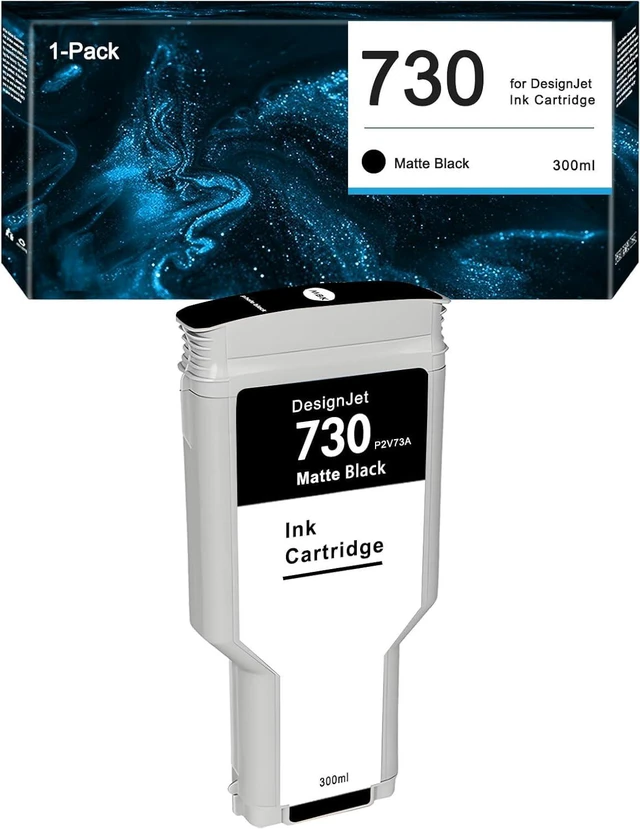 Main image of 730 Ink Cartridge Set Replacement for HP 730 P2V68A P2V69A P2V70A P2V71A P2V72A P2V73A for DesignJet T1600 T1700 T2600 Printers (1-Pack, 300ml) (Matte Black)