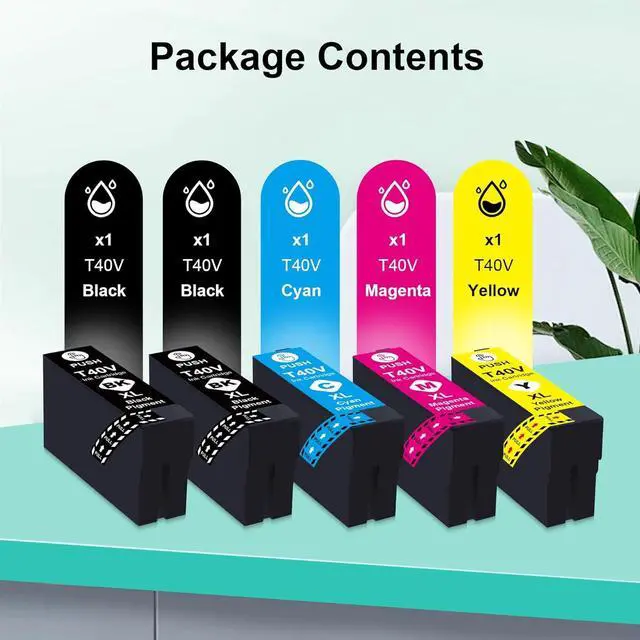 Alt view image 2 of 7 - Remanufactured T40V T40V1 T40V2 T40V3 T40V4 Ink Cartridge Compatible with SureColor T2170 T3170 T3170M T5170 T5170M Printer (5-Pack, 2Black 1Cyan 1Magenta 1Yellow)