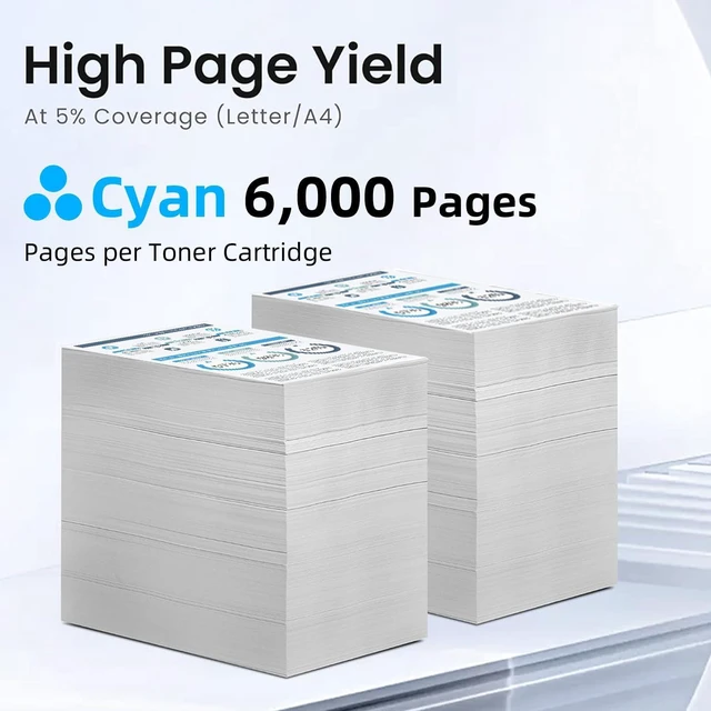 Alt view image 4 of 6 - C2240 XC2235 24B7157 24B7154 24B7155 24B7156 High Yield Black and Color Toner Cartridge 78C0W00 Waste Toner Bottle Compatible with Lexmark C2240 XC2235 Laser Printer (24B7154-Cyan Toner)