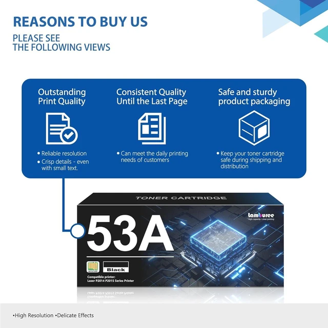 Alt view image 6 of 7 - 53A 49A Toner Cartridge with Chip 1-Pack Replacement for HP 53A 49A Toner Works with Laser P2015 P2015d P2015dn P2014 Series; Laser M2727 MFP Series Printer (Q7553A/Q5949A)