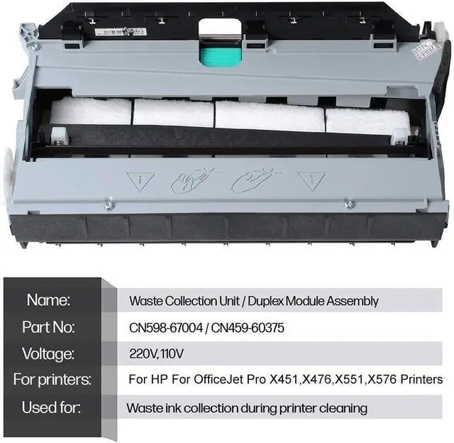 Alt view image 3 of 7 - CN598-67004 Duplex Module Assembly Waste Ink Collection Unit For H-P For Officejet Pro X451,X476,X551,X576 Printers