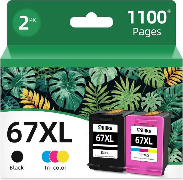 Main image of 67XL Ink Cartridges Black/Color Combo Pack Replacement for HP Ink 67 XL fit for HP67 DeskJet 2827e 2855e 4227e 4255e 2700 2700e 2752 2742e 2755 2755e 4100 4152e 6000 6055e 6052 6400 6455e Printer