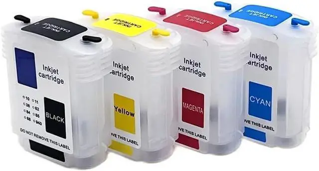 Main image of Refillable Ink Cartridge Set of 4 Colors with Auto Reset Chip Compatible with DesignJet 500 500PS 800 800PS Printers