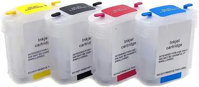 Alt view image 3 of 6 - Refillable Ink Cartridge Set of 4 Colors with Auto Reset Chip Compatible with DesignJet 500 500PS 800 800PS Printers
