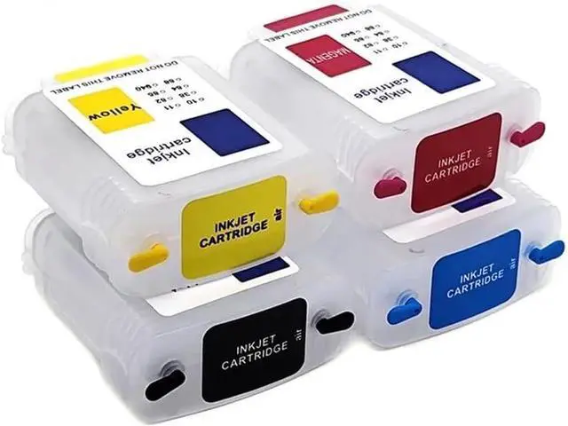 Alt view image 4 of 6 - Refillable Ink Cartridge Set of 4 Colors with Auto Reset Chip Compatible with DesignJet 500 500PS 800 800PS Printers