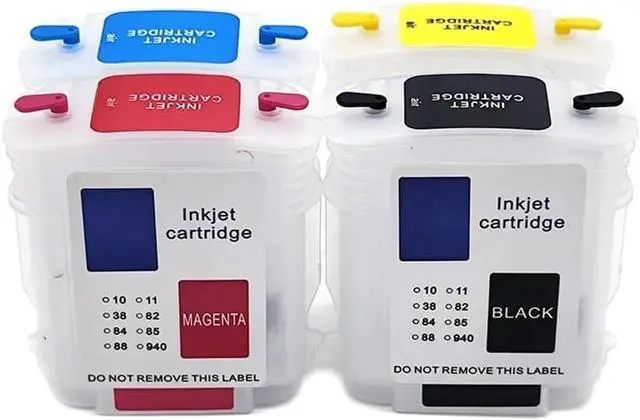 Alt view image 5 of 6 - Refillable Ink Cartridge Set of 4 Colors with Auto Reset Chip Compatible with DesignJet 500 500PS 800 800PS Printers