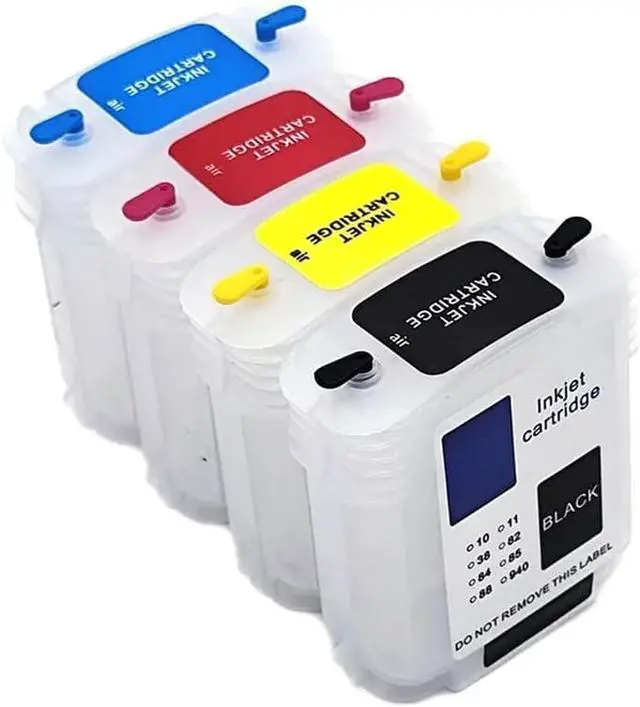 Alt view image 6 of 6 - Refillable Ink Cartridge Set of 4 Colors with Auto Reset Chip Compatible with DesignJet 500 500PS 800 800PS Printers