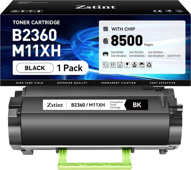 Main image of B2360 M11XH Toner Cartridge (with chip High Yield) 1-Pack Black Replacement for Dell B2360 M11XH Toner Compatible with Dell B2360 B2360d B2360dn B3460dn B3465dn B3465dnf Laser Printer Ink All-in-One