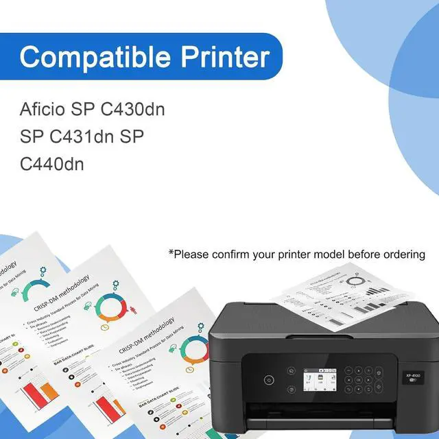 Alt view image 2 of 7 - SP C430DN Toner Cartridges Compatible for Ricoh 821070 821073 821072 821071 Toner Cartridge Replacement for Ricoh Aficio SP C430dn SP C431dn SP C440dn Printer 1 Yellow