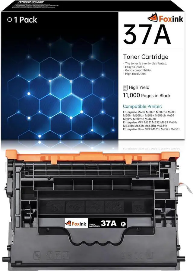 Main image of 37A Black Toner Cartridge | Replacement for HP CF237A Toner Cartridge Works with Enterprise M607 M607n M607dn M608 M608n M608dn M608x M608dh M609 M609x M609dn M609dh M631 M632 M633 Printer