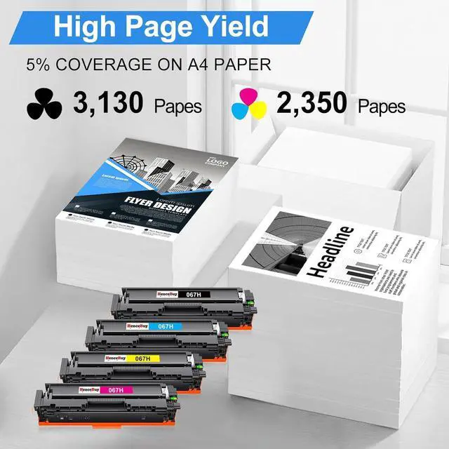 Alt view image 3 of 7 - Compatible Canon 067H 067 Toner Cartridge Set for Canon CRG-067H 067H 067 Work with Color ImageClass MF656Cdw LBP632Cdw MF654Cdw MF653Cdw LBP633Cdw MF650C LBP630C MF652Cw - 4 Pack