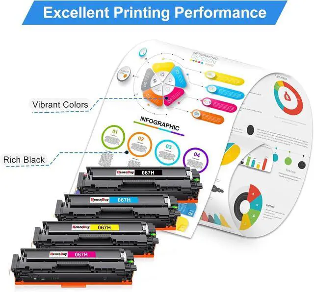 Alt view image 5 of 7 - Compatible Canon 067H 067 Toner Cartridge Set for Canon CRG-067H 067H 067 Work with Color ImageClass MF656Cdw LBP632Cdw MF654Cdw MF653Cdw LBP633Cdw MF650C LBP630C MF652Cw - 4 Pack