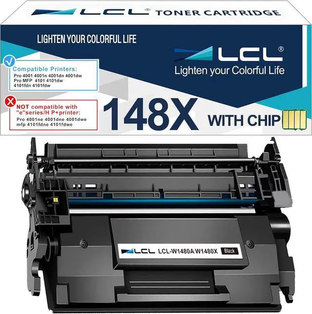 Main image of with Chip LCL 148X Black Toner Cartridge Replacement for HP 148A W1480A 148X W1480X Replacement for HP LaserJet Pro 4001 4001n 4001dn 4001dw MFP 4101 4101dw 4101fdn 4101fdw Printer (1-Pack)