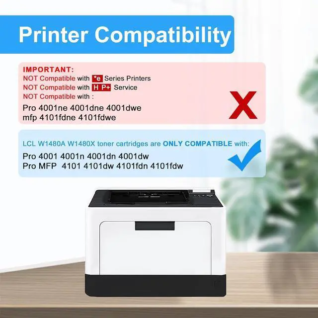 Alt view image 2 of 7 - with Chip LCL 148X Black Toner Cartridge Replacement for HP 148A W1480A 148X W1480X Replacement for HP LaserJet Pro 4001 4001n 4001dn 4001dw MFP 4101 4101dw 4101fdn 4101fdw Printer (1-Pack)