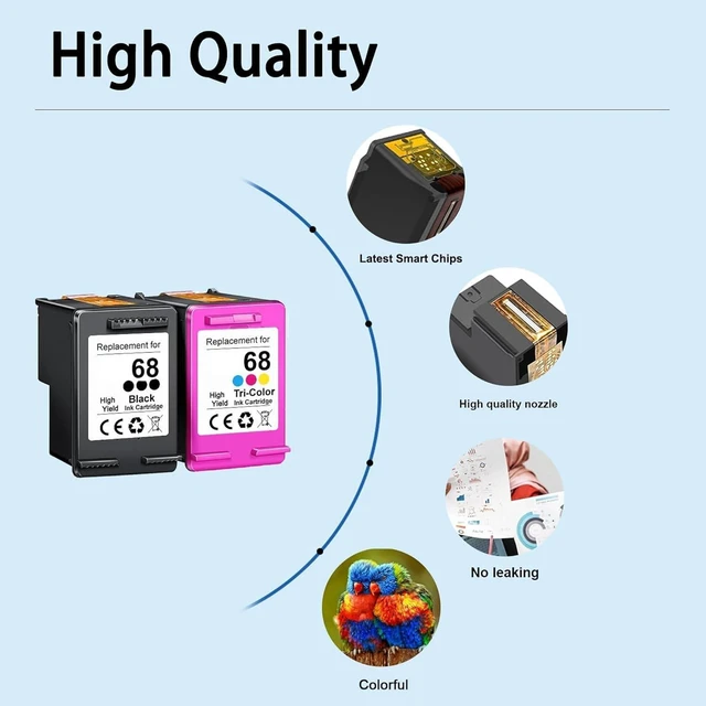 Alt view image 4 of 7 - 68 Ink Cartridges Replacement for HP 68 Ink Works for Envy 6552e 6555e 6558e 6155e 6152e Printer (2-Pack,Black/Tri-Color)