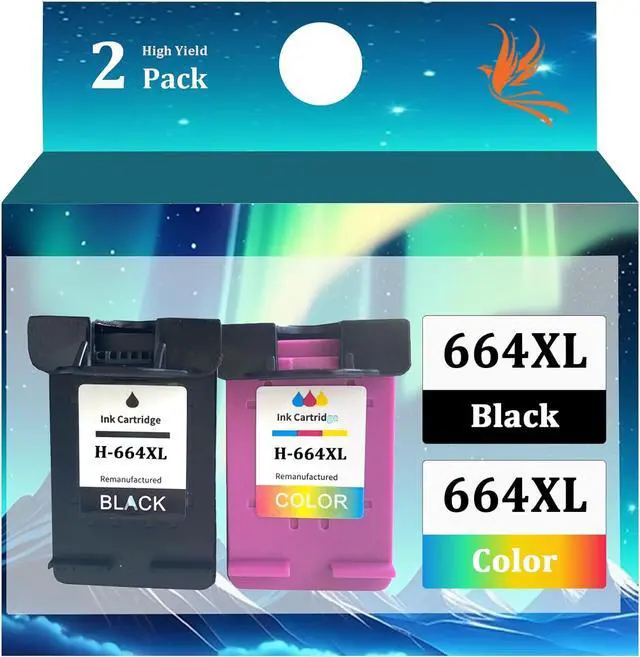 Main image of 664XL Printer Ink Cartridge Replacement for HP Ink 664 664XL Cartridge Combo Pack Compatible for HP DESKJET 1115 1118 2135 2138 2675 2676 2677 Printers, 2 Packs Combo Pack