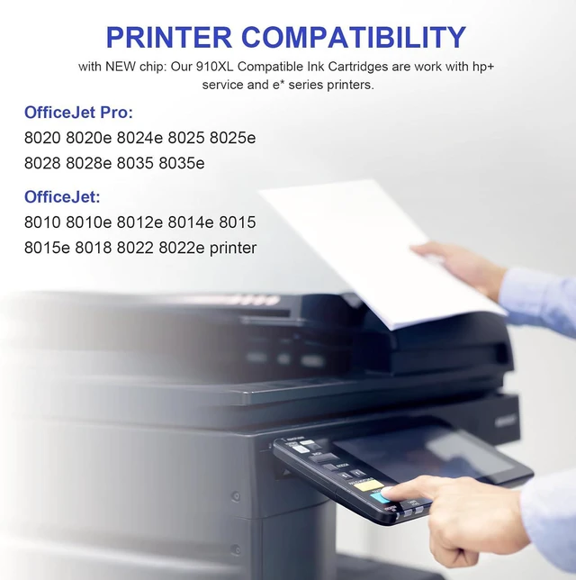 Alt view image 2 of 7 - Remanufactured 910XL Ink Cartridges for HP Printers Replacement for HP 910XL Ink Cartridges Combo Pack to Work with HP OfficeJet Pro 8020 8025 8028 8035 Printers 4 Pack