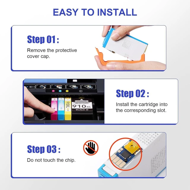 Alt view image 4 of 7 - Remanufactured 910XL Ink Cartridges for HP Printers Replacement for HP 910XL Ink Cartridges Combo Pack to Work with HP OfficeJet Pro 8020 8025 8028 8035 Printers 4 Pack