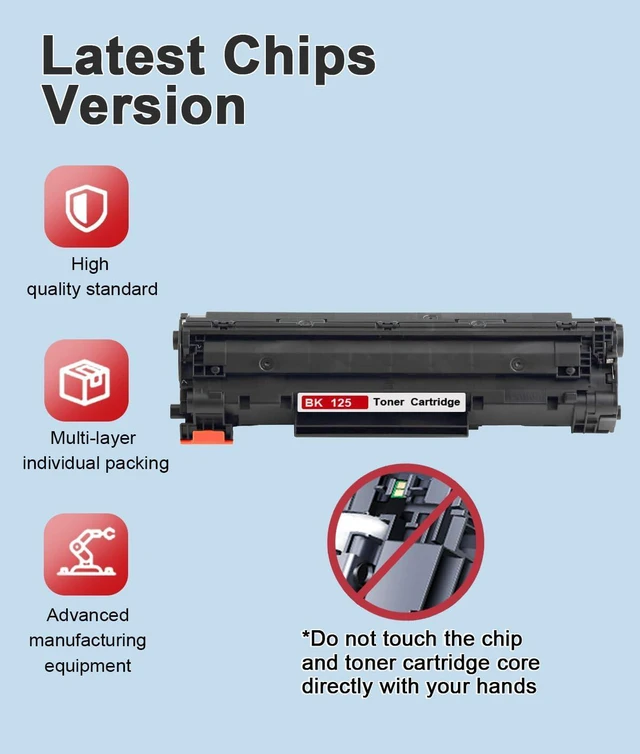 Alt view image 4 of 7 - 125 High-Yield Black Toner Cartridge 1-Pack Replacement for Canon 125 Toner Cartridge for ImageCLASS LBP6030w LBP6000 MF3010 Printer