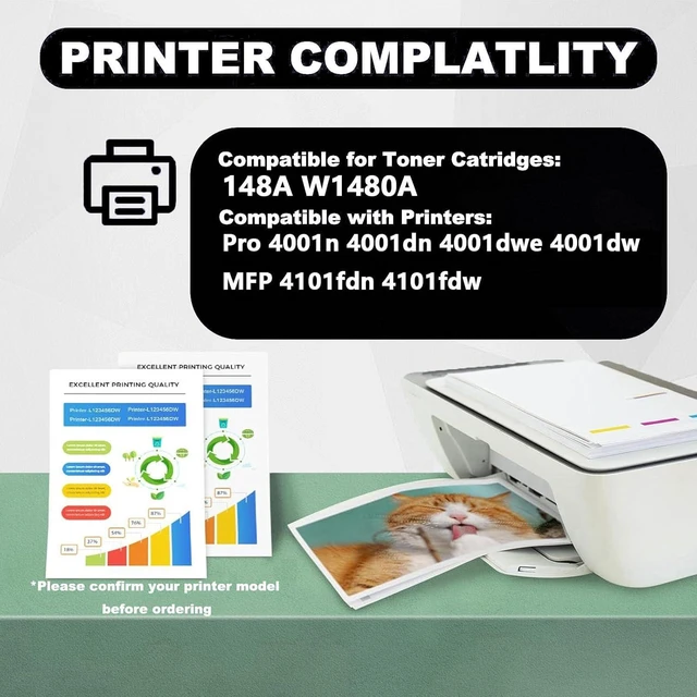 Alt view image 2 of 7 - 148A W1480A Toner Cartridge Replacement for HP 148A W1480A High Yield Toner Work for HP Pro 4001n 4001dn 4001dwe 4001dw MFP 4101fdn 4101fdw Printers,Black2