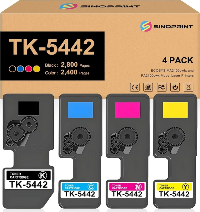 Main image of TK-5442 TK5442 Toner Cartridge Compatible TK-5442K TK-5442C TK-5442M TK-5442Y Replacement for Kyocera ECOSYS MA2100cwfx and PA2100cwx Model Laser Printer(4Packs BCMY )