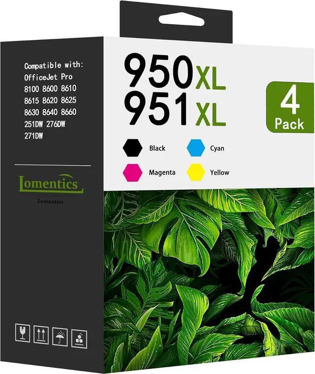 Main image of 950XL and 951XL Ink Cartridges Combo Pack (BK/C/M/Y)-Replacement for HP Ink 950 951 Combo Pack 950XL 951XL Printer Ink Compatible for OfficeJet Pro 8100 8600 8610 8615 8620 8630 251DW 276DW Printer