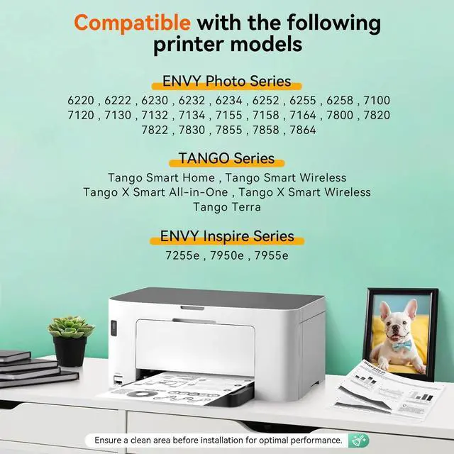 Alt view image 2 of 7 - InKID Printer Ink 64 Compatible for HP 64XL Black Ink Cartridge Work for Envy Photo 7800 7858 7855 7100 7120 7155 7158 7164 6255 6252 Inspire 7955e Tango Series Printer(2 Pack)