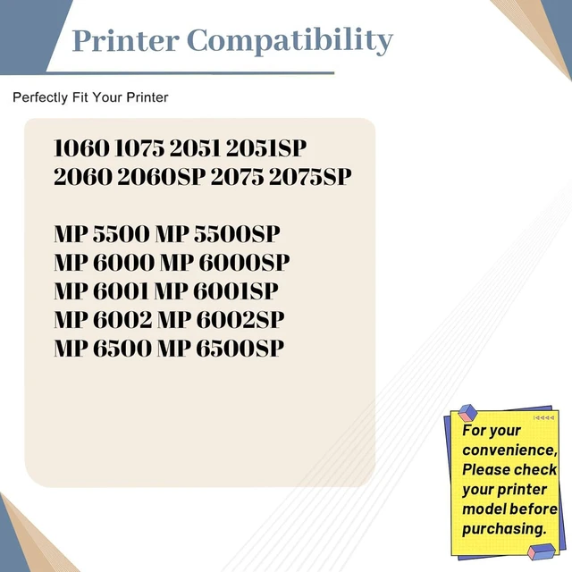 Alt view image 2 of 7 - Compatible Type 6110D Toner Cartridge Replacement for Ricoh 885400,Fit for Aficio 1060 1075 2051SP 2060 2060SP ,MP 5500 5500SP 6000 6000SP 6001 6001SP 6002 6002SP Printer (1-Pack Black)