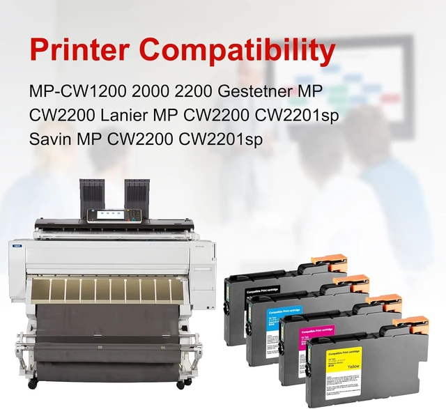 Alt view image 2 of 7 - QUEENPRINT CW2200 Ink Cartridge Replacement for Ricoh MP CW2200 MP-CW1200 2000 2200 Gestetner MP CW2200 Lanier MP CW2200 CW2201sp Savin MP CW2200 CW2201 sp-4 Pack
