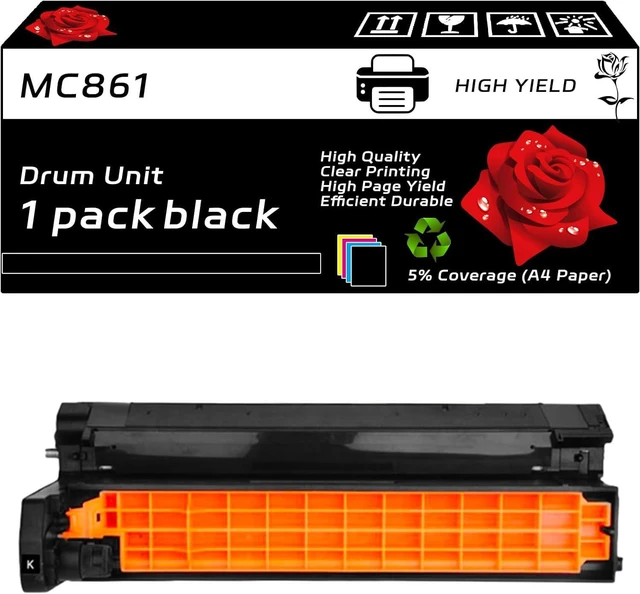 Main image of MC861 Drum Unit Compatible with Okidata OKI MC860 MFP MC861cdtn MC861cdtn+ MC861cdxn MC861cdxn+ MC861dn MC861dn+ Printers, High Yield 30000 Pages, Vibrant Colors (Black)