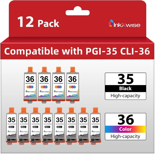 Main image of PGI-35 CLI-36 Ink Cartridge Replacement for Canon TR150 Ink for Canon 35 36 Ink Cartridge Work with PIXMA TR150 IP110 TR152 IP100 Mini260 Mini320 Printer (8BK, 4 Tri-Color)