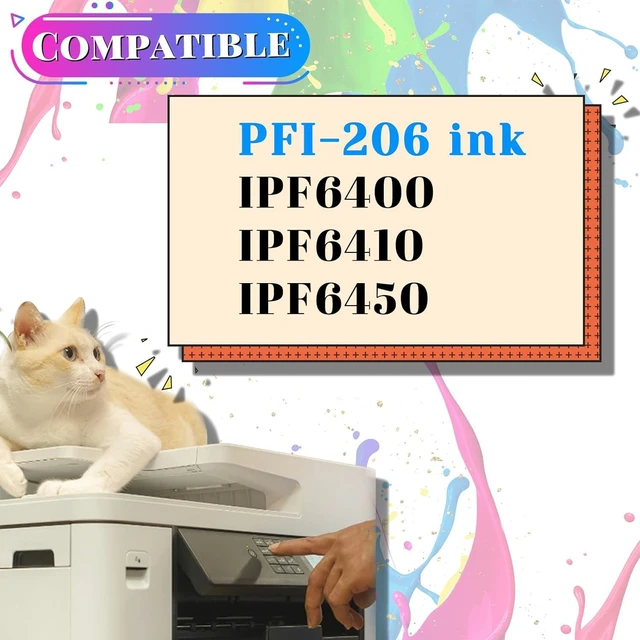 Alt view image 2 of 7 - Replacement for Canon PFI-206 Ink Cartridges Compatible Work for IPF6400 IPF6410 IPF6450 Printer PFI206G