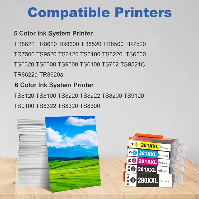 Alt view image 2 of 7 - Compatible Ink Cartridge Replacement for Canon 280XL 281XL 280XXL 281XXL 280 281 XXL TR8620a TR8520 TR8620 TR8600