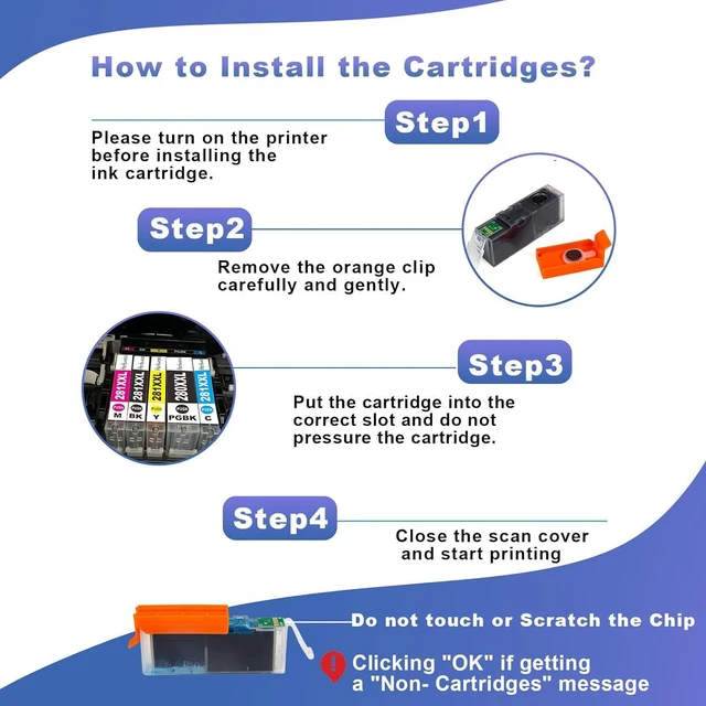 Alt view image 7 of 7 - Compatible Ink Cartridge Replacement for Canon 280XL 281XL 280XXL 281XXL 280 281 XXL TR8620a TR8520 TR8620 TR8600