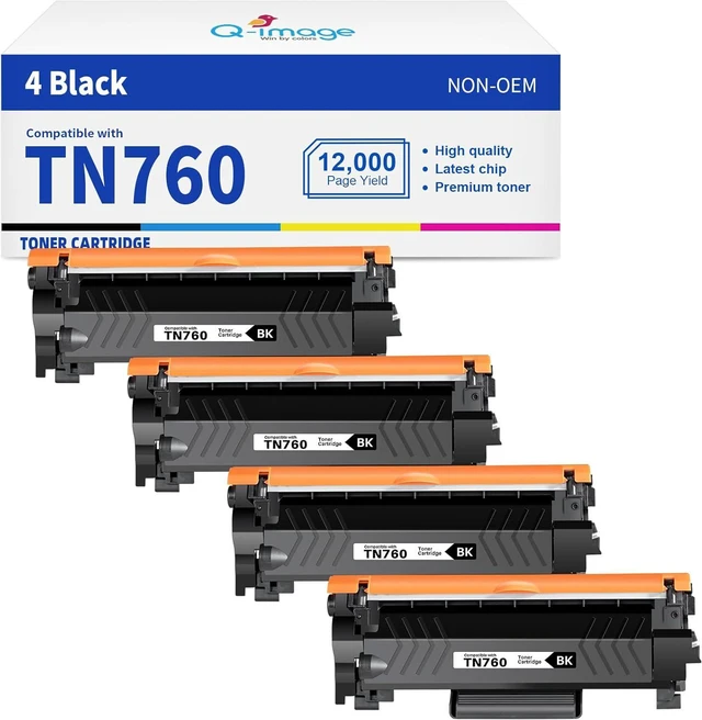 Main image of (New Chip) TN760 Compatible Toner Cartridges Replacement for TN760 TN-760 TN730 Toner Work with DCP-L2550DW HL-L2350DW MFC-L2750DW MFC-l2710DW HL-L2370DW HL-L2390DW HL-L2395DW Printer(4 Black)