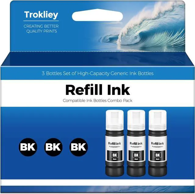 Main image of 522 Black Ink Bottles ET-2800 ET-4800 ET-2400 ET-2803 Ink Refill Replacement for 522 Ink Refill Bottles Black Compatible for ET-2720 ET-4810 ET-4700 ET-2840 Printer (Not Subli Ink)