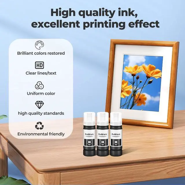Alt view image 5 of 7 - 522 Black Ink Bottles ET-2800 ET-4800 ET-2400 ET-2803 Ink Refill Replacement for 522 Ink Refill Bottles Black Compatible for ET-2720 ET-4810 ET-4700 ET-2840 Printer (Not Subli Ink)