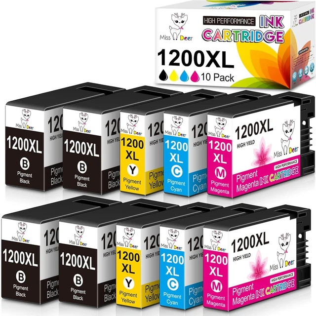 Main image of Miss Deer Maxify 1200 Ink Cartridges, Compatible for Canon 1200XL PGI 1200 XL, High Yield Work with Maxify MB2720 MB2120 MB2020 MB2050 MB2320 MB2350 MB 2720 2120 Printer 10 Pack (4BK, 2C, 2M, 2Y)