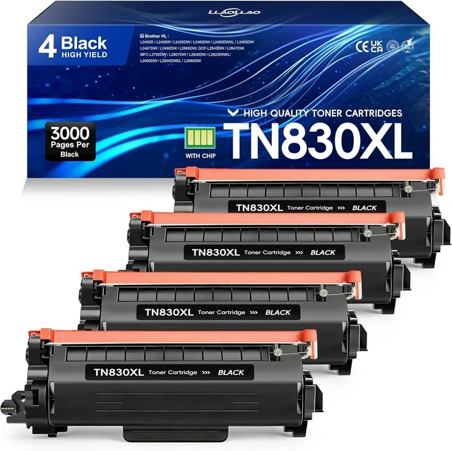 Main image of LLAOLLAO TN830XL Toner Cartridges Replacement for Brother TN830XL TN-830XL Toner TN830 XL Work for HL-L2405W HL-L2460DW HL-L2400D HL-L2480DW MFC-L2820DW Printer High Yield (4 Black)