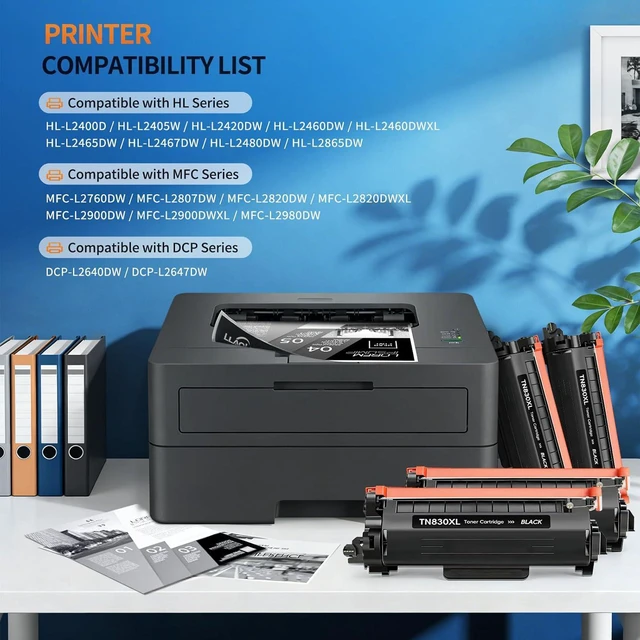 Alt view image 2 of 7 - LLAOLLAO TN830XL Toner Cartridges Replacement for Brother TN830XL TN-830XL Toner TN830 XL Work for HL-L2405W HL-L2460DW HL-L2400D HL-L2480DW MFC-L2820DW Printer High Yield (4 Black)