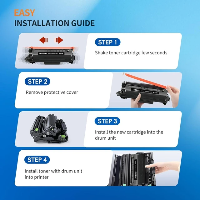 Alt view image 6 of 7 - LLAOLLAO TN830XL Toner Cartridges Replacement for Brother TN830XL TN-830XL Toner TN830 XL Work for HL-L2405W HL-L2460DW HL-L2400D HL-L2480DW MFC-L2820DW Printer High Yield (4 Black)