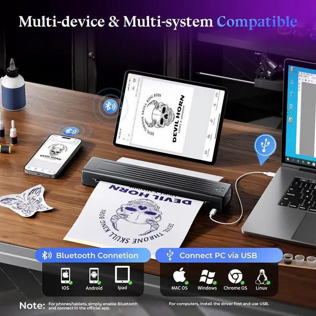 Alt view image 5 of 7 - Itari Tattoo Stencil Printer for Artist & Beginner, Wireless Portable