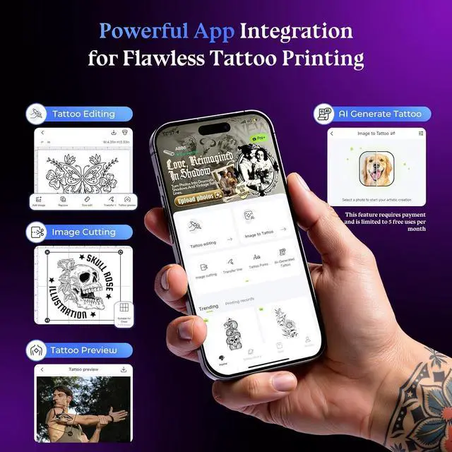 Alt view image 6 of 7 - Itari Tattoo Stencil Printer for Artist & Beginner, Wireless Portable