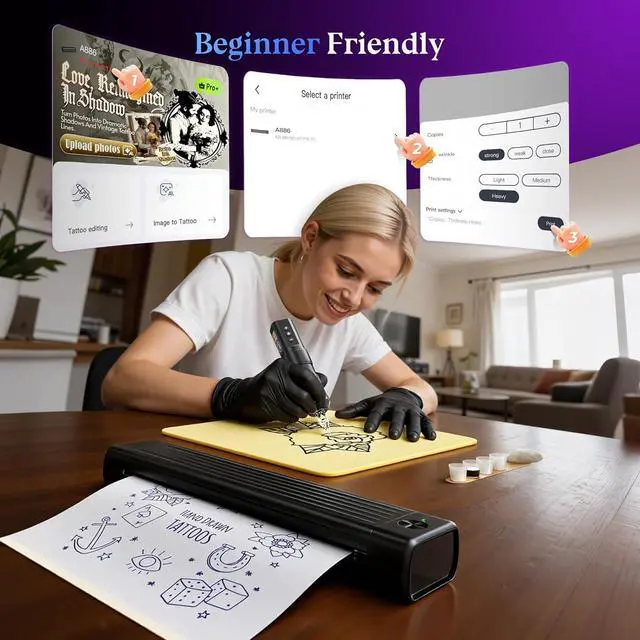 Alt view image 2 of 7 - Itari Tattoo Stencil Printer for Artist & Beginner, Wireless Portable
