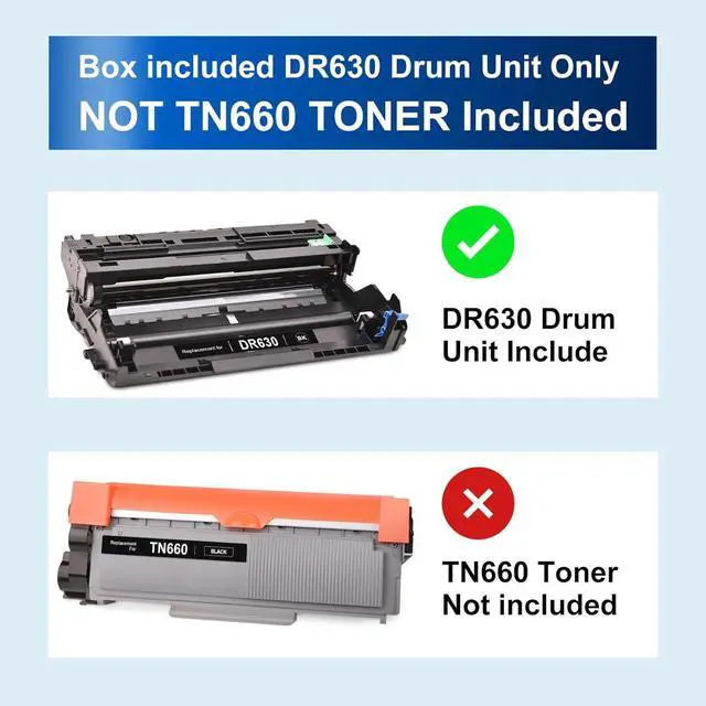 Alt view image 2 of 7 - DR630 DR-630 Drum Unit (Not Toner) Replacement for Brother DR 630 Drum TN660 TN630 for HL-L2300D HL-L2320D HL-L2305W MFC-L2700DW HL-L2360DW HL-L2380DW DCP-L2540DW MFC-L2720DW Printer Black, 2-Pack